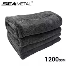 Toalla de lavado de autos SEAMETAL de 1200 g/m², microfibra de doble cara, ultraabsorbente, para limpieza y secado, accesorios de lavado.